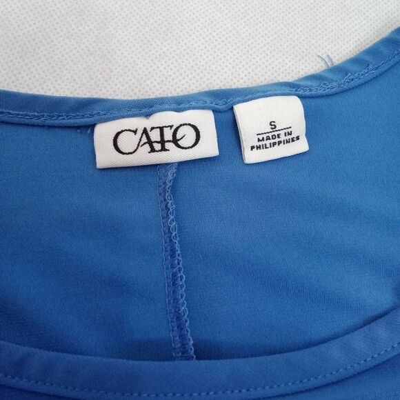 Cato Women Tops S Blue Round Neck 3/4 Sleeve - Picture 4 of 7